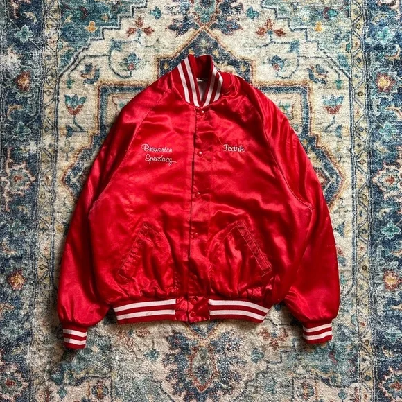 Vintage 1970s Brewerton Speedway Racing Satin Jacket Large - Picture 2 of 12